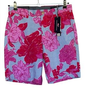 New Vineyard Vines Kentucky Derby Breaker Floral Print Zip Up Shorts Size 31